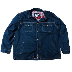Duke Haband Denim Snap 2XL Jacket Flannel Lined Mens XXL Blue Jean Fast Shipping